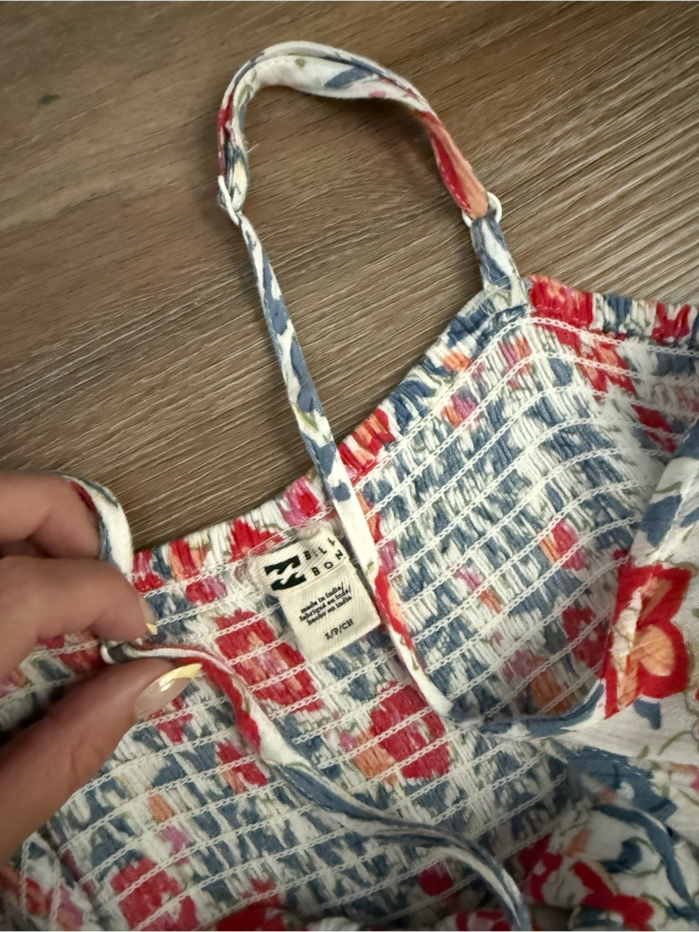 Billabong White Maxi Dress with Red Floral and Blue Leaf Print - Picture 3 of 3